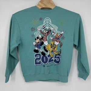 Disney‎ Cruise Line Sweatshirt Women's Small Teal Mickey Minnie Embroidered 2025